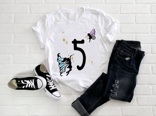 Kid's/ Baby "(Insert Age)" Fairy Birthday T-Shirt/ Romper