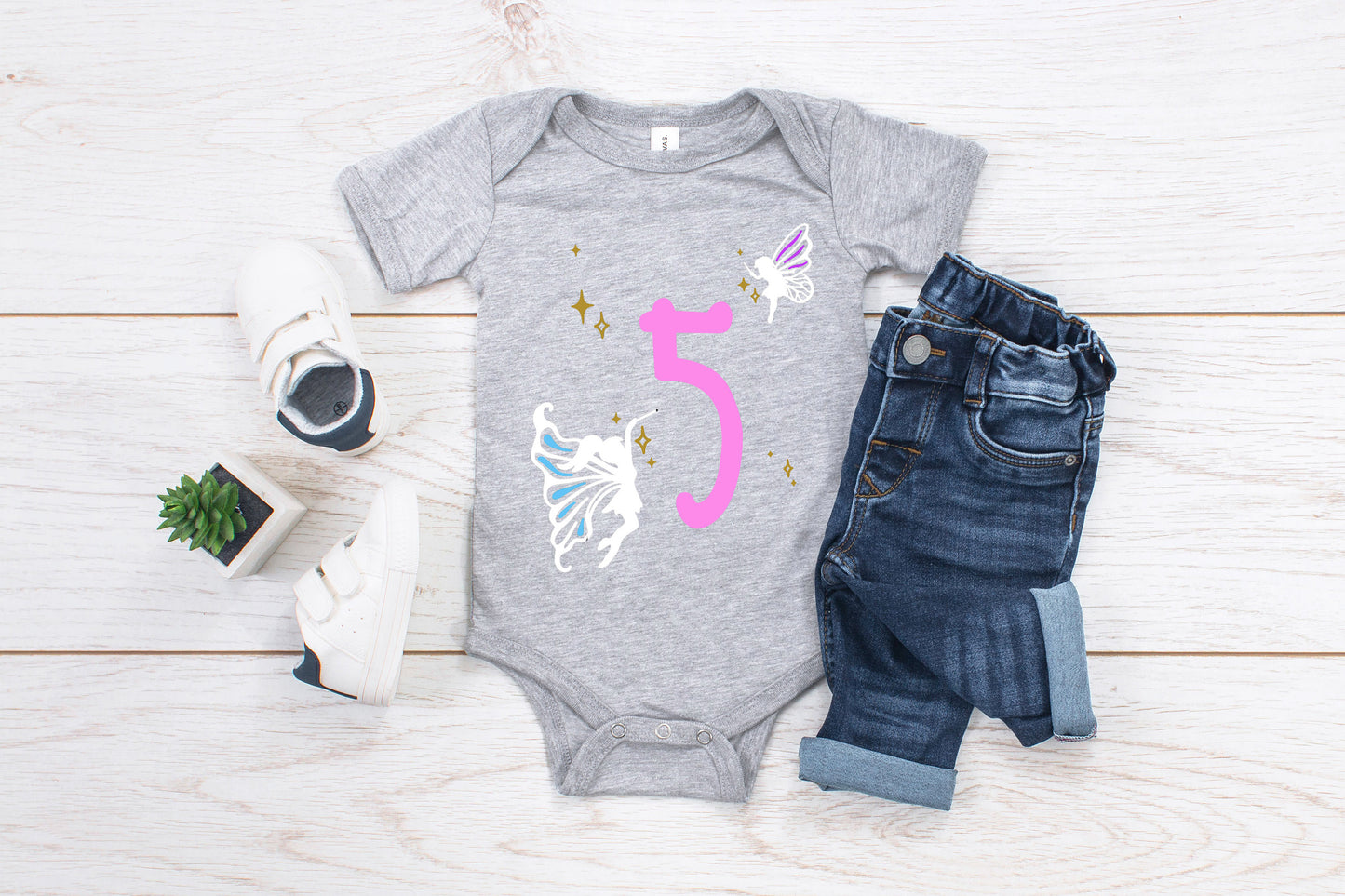 Kid's/ Baby "(Insert Age)" Fairy Birthday T-Shirt/ Romper