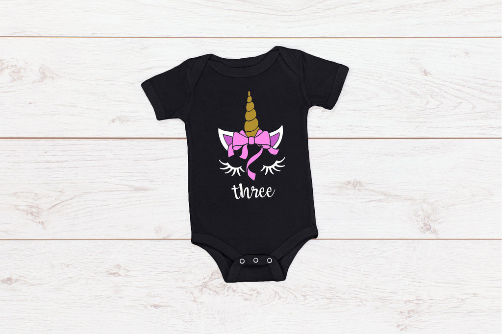 Kid's/ Baby "(Insert Age) " Unicorn Birthday T-Shirt/ Romper