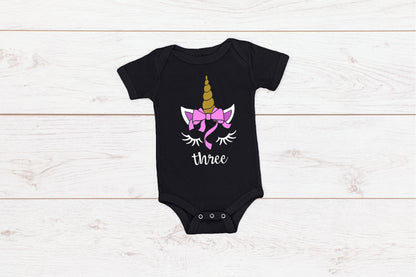 Kid's/ Baby "(Insert Age) " Unicorn Birthday T-Shirt/ Romper