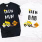 Mum and Dad Construction Themed T-Shirt Birthday "Mum Crew"or "Dad Crew