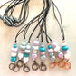 Silicone Bead Lanyard with Rose Gold or Gunmetal Keyring and Clip Teacher Gift