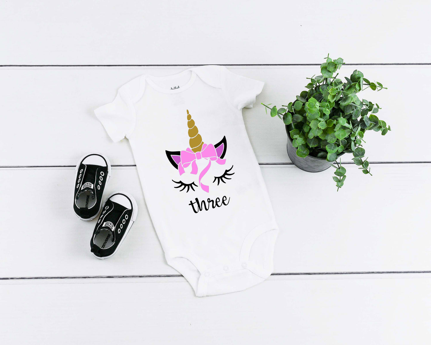 Kid's/ Baby "(Insert Age) " Unicorn Birthday T-Shirt/ Romper