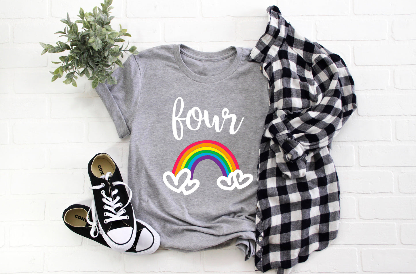 Kid's Rainbow (Insert Age) Birthday T-Shirt/ Romper