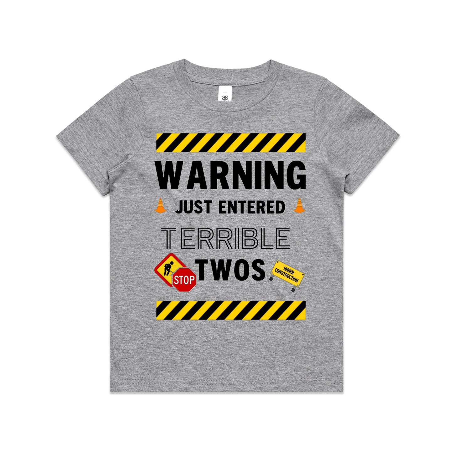 Kid's "Warning Just Entered Terrible Twos" 2nd Birthday T-Shirt