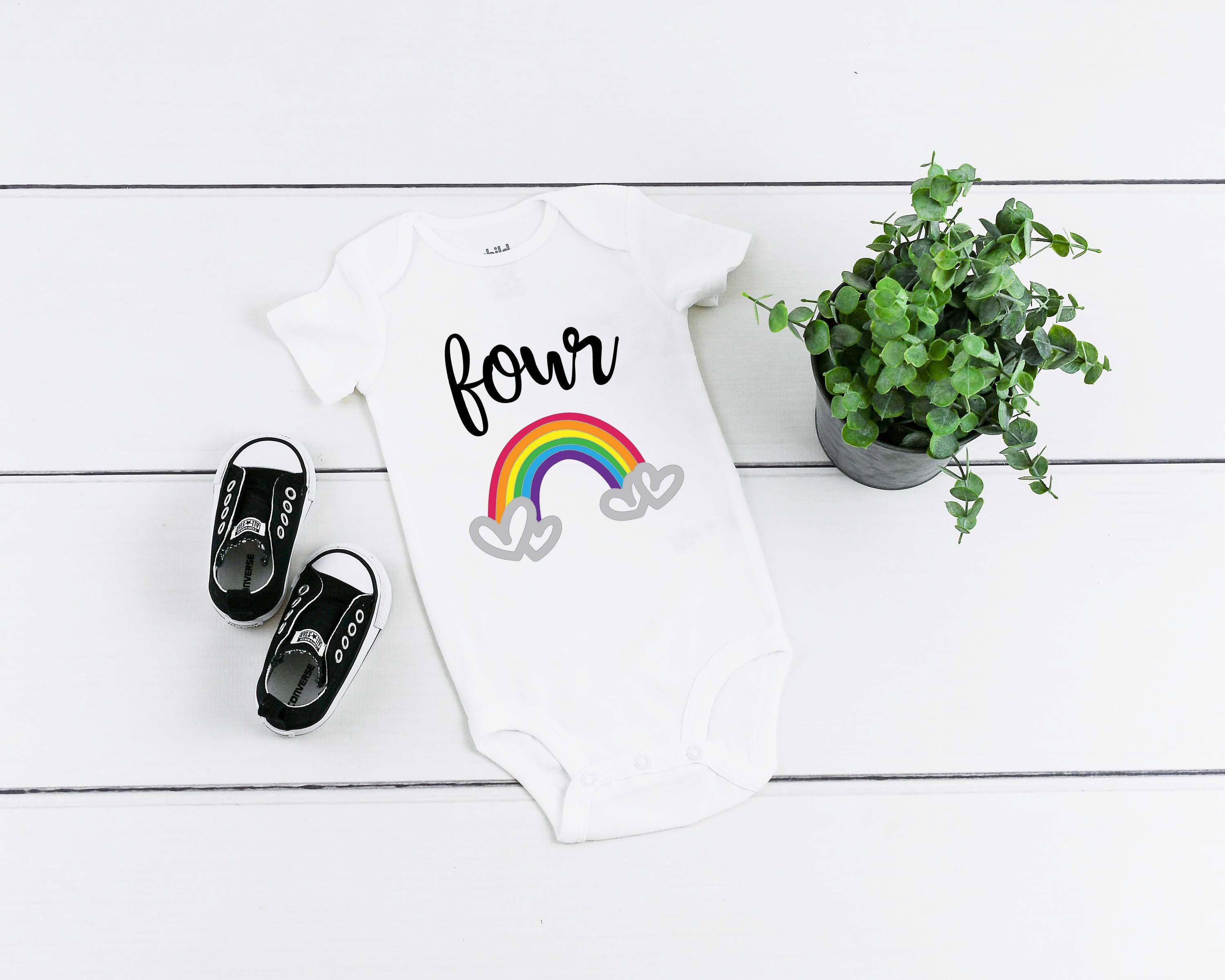 Kid's Rainbow (Insert Age) Birthday T-Shirt/ Romper