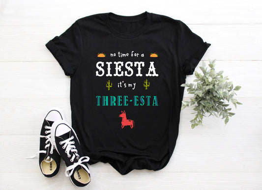 Kid's "No time for a Siesta it's my Three-Esta" 3rd Birthday T-Shirt