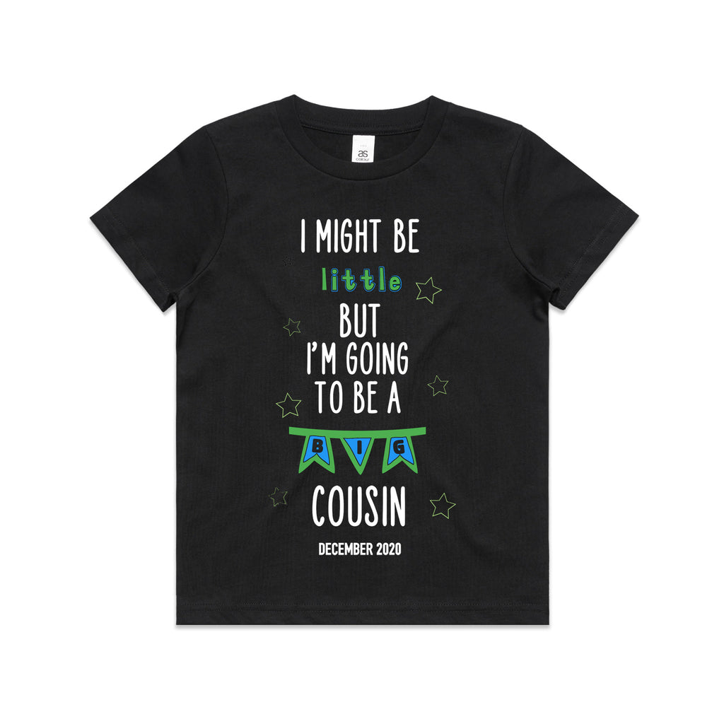 Kid's/ Baby T-Shirt/ Romper "I Might Be Little But I'm Going To Be a Big Cousin (Insert Year)"