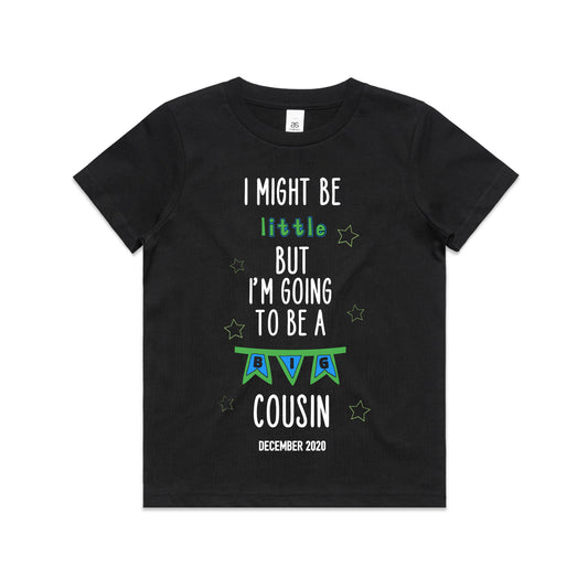 Kid's/ Baby T-Shirt/ Romper "I Might Be Little But I'm Going To Be a Big Cousin (Insert Year)"