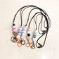 Silicone Bead Lanyard with Rose Gold or Gunmetal Keyring and Clip Teacher Gift