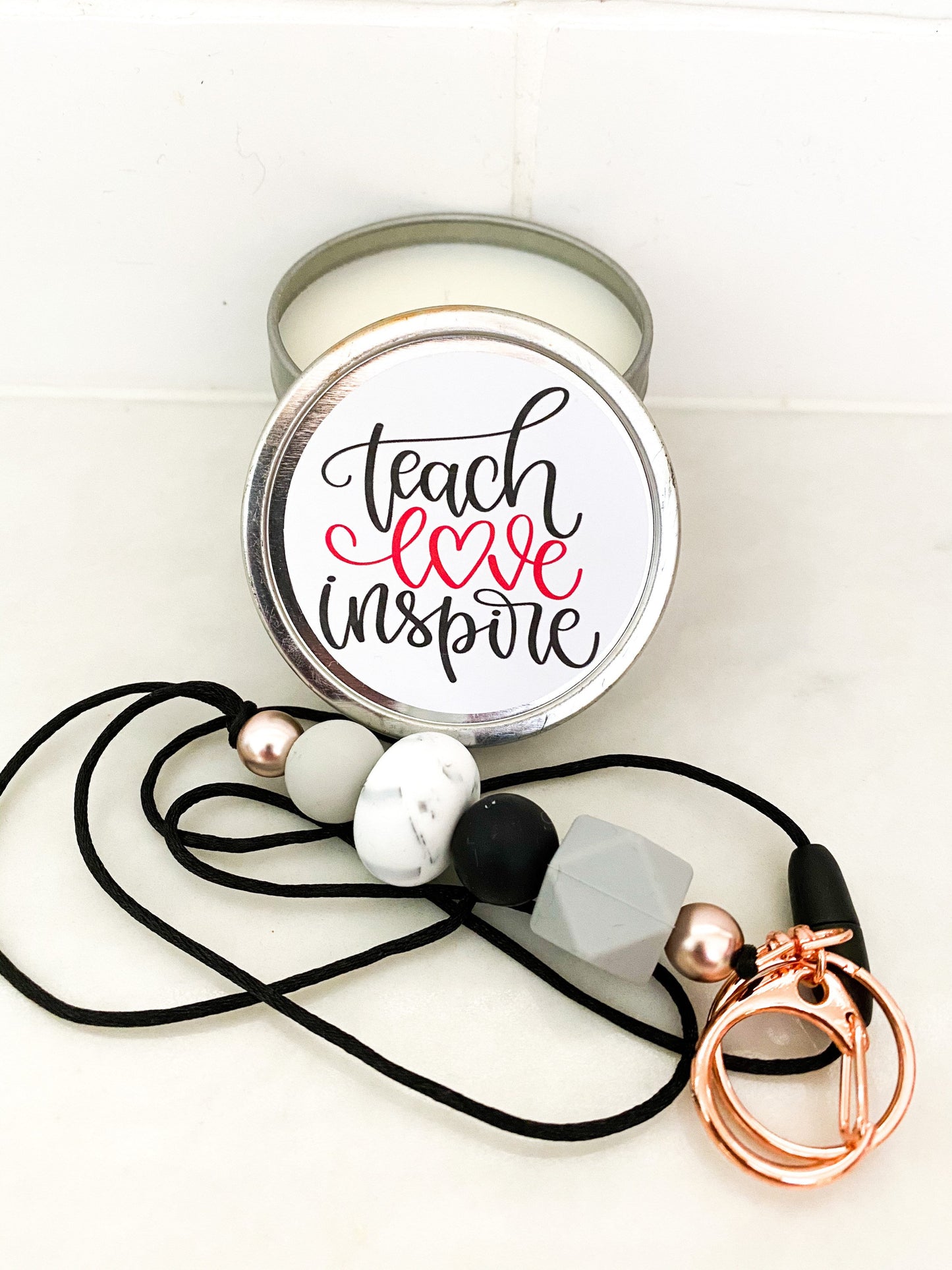 Hand Poured 100% Natural Soy Candle Teach Love Inspire 4oz Travel Tin Candle Gift/ Teacher Gift/ Christmas Gift