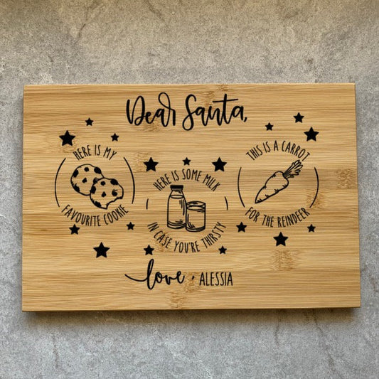 Santa Cookie, Milk and Carrot Boards Christmas Eve Dear Santa, Love (Insert Name)