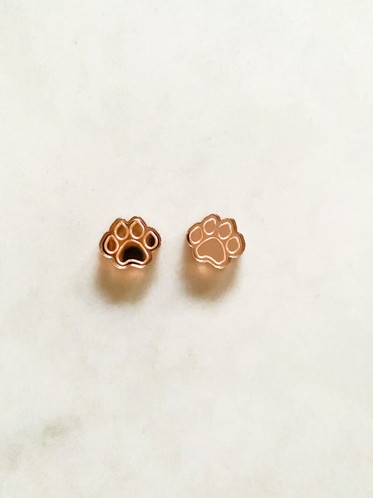 Rose gold mirror paw print stud earrings