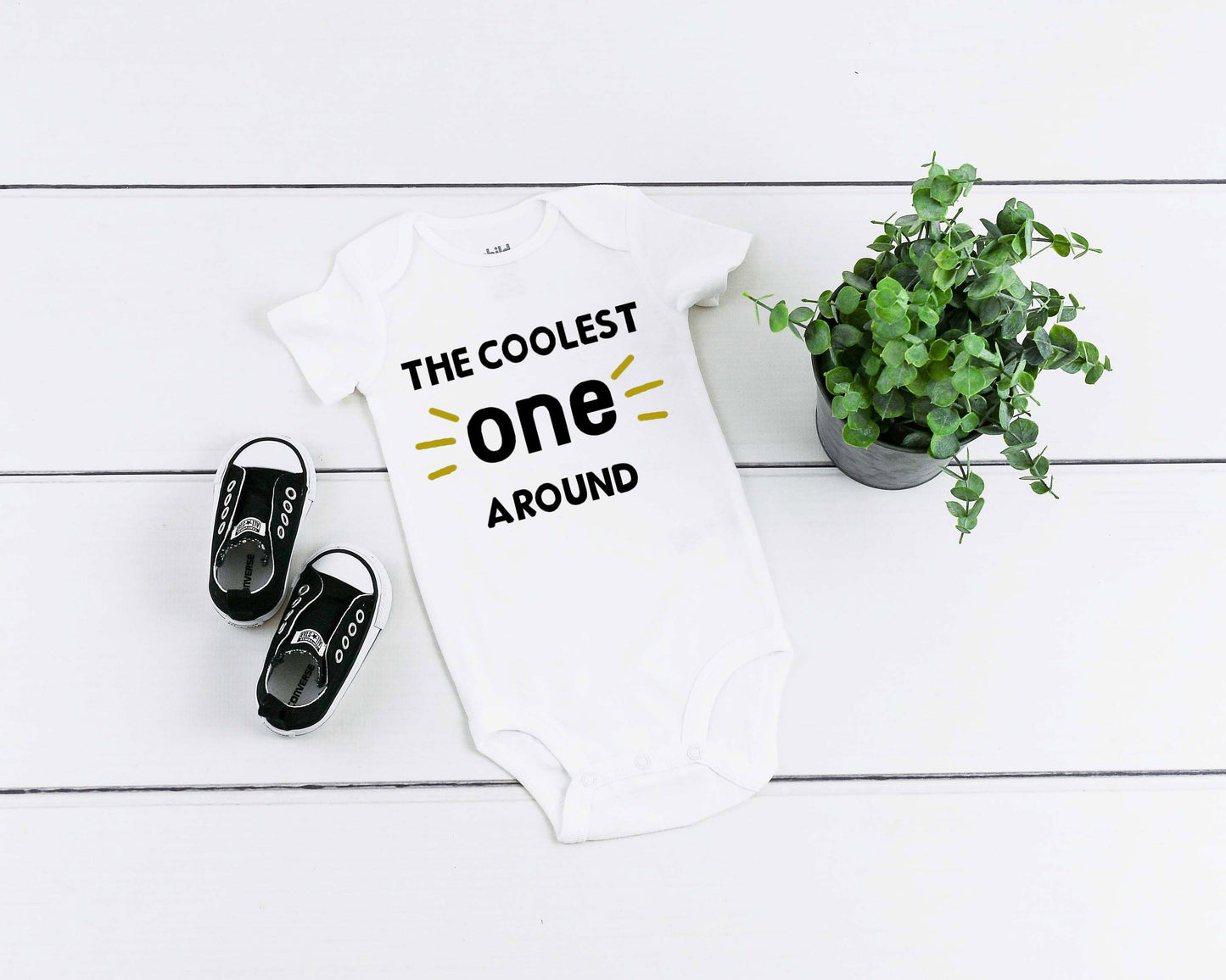 Baby First Birthday Romper/ T-Shirt "The Coolest One Around"