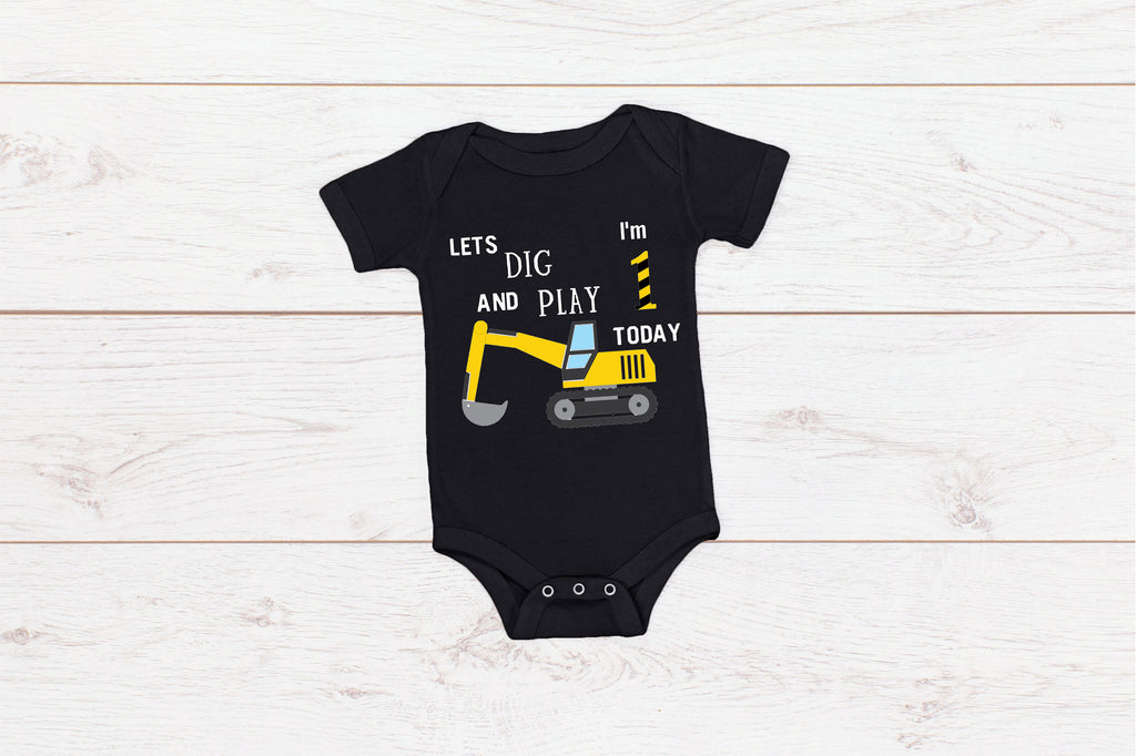 Baby Birthday Romper/ Kid's  T-Shirt "Let's Dig and Play I'm (insert age) Today"