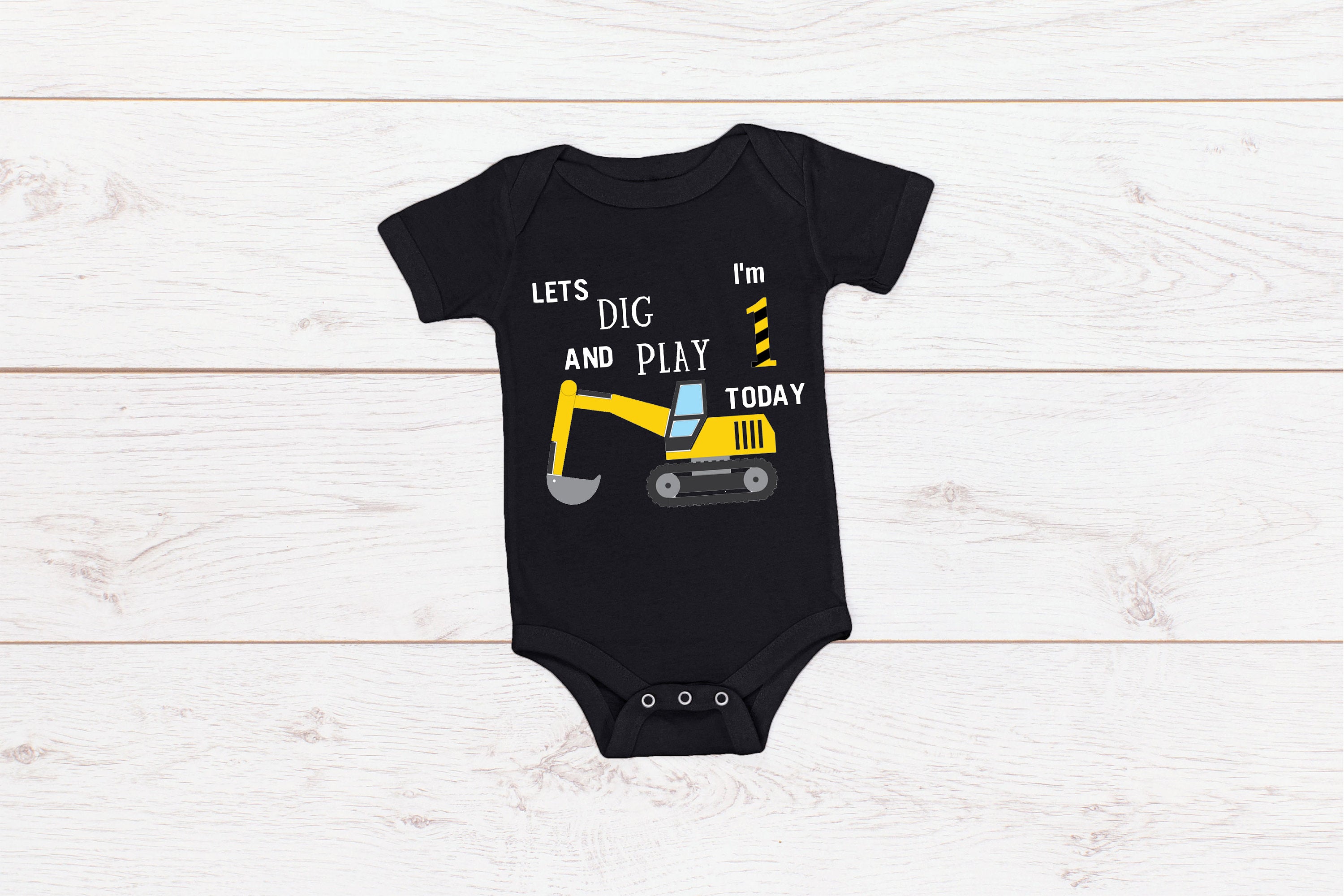Baby Birthday Romper/ Kid's  T-Shirt "Let's Dig and Play I'm (insert age) Today"