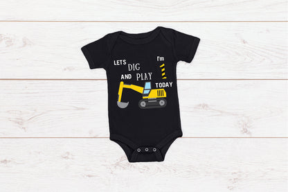 Baby Birthday Romper/ Kid's  T-Shirt "Let's Dig and Play I'm (insert age) Today"