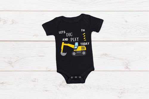 Baby Birthday Romper/ Kid's  T-Shirt "Let's Dig and Play I'm (insert age) Today"