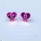 Breast Cancer Support Pink Ribbon Mirror Finish Acrylic Stud Earrings