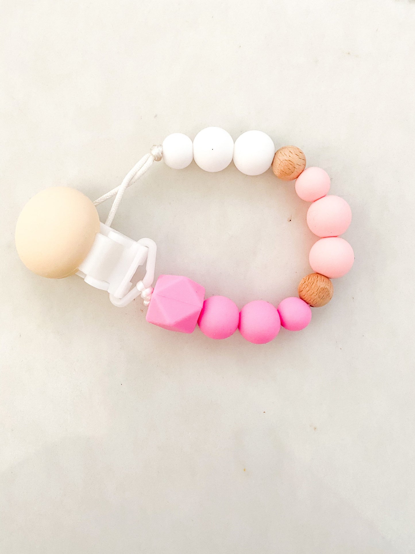 Silicone Bead Dummy Chain/ Clip Pink