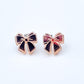 Bow/ Ribbon Rose Gold Mirror Finish Acrylic Stud Earrings