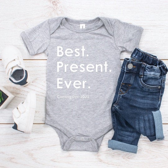 Christmas Baby Announcement "Best. Present. Ever. Coming Dec (Insert Year)"