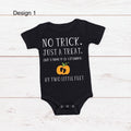 Halloween Baby Announcement "No Trick. Just a Treat. Our family is growing by two little feet"