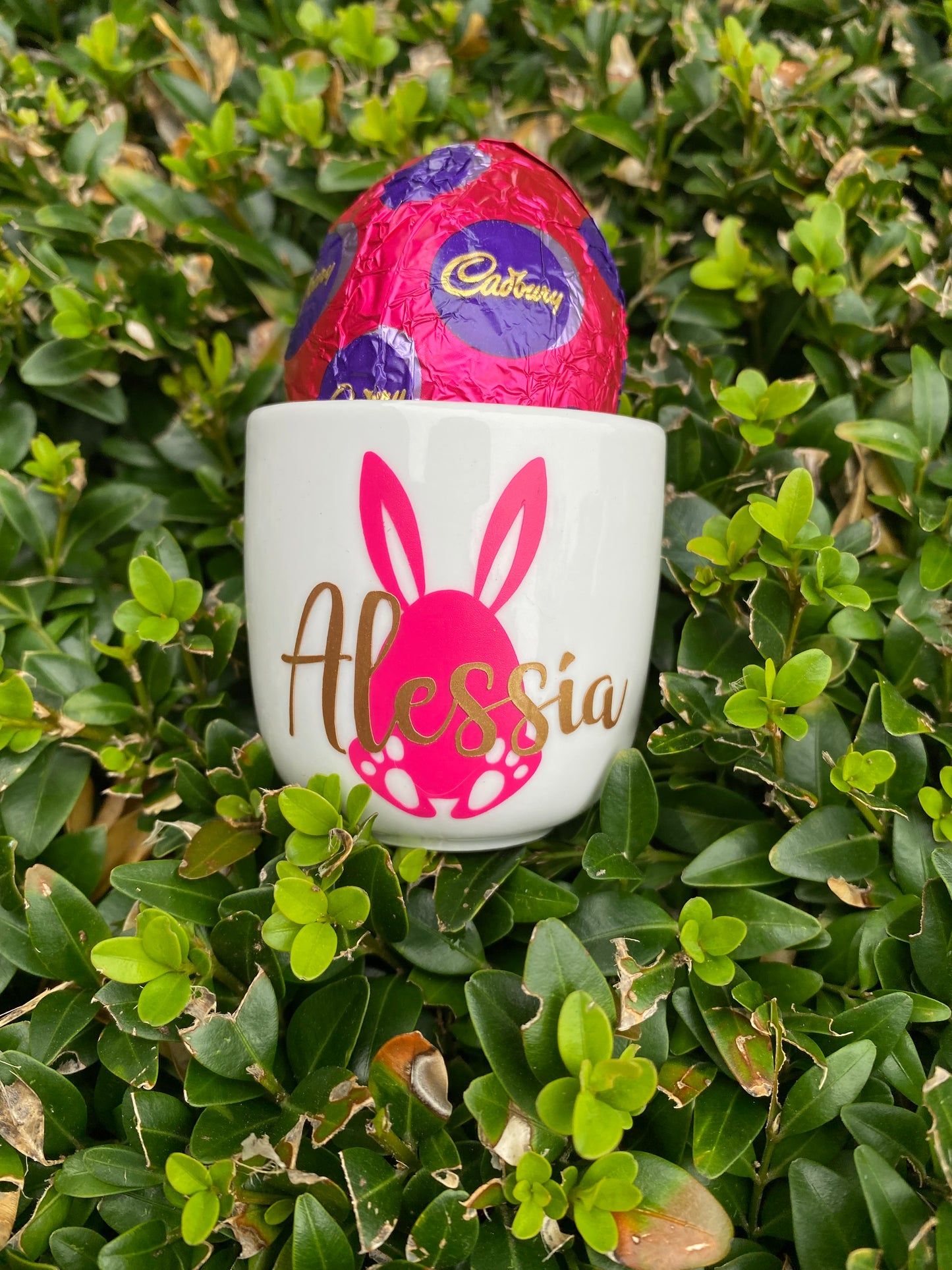 Personalised Easter Bunny Name Egg Cup