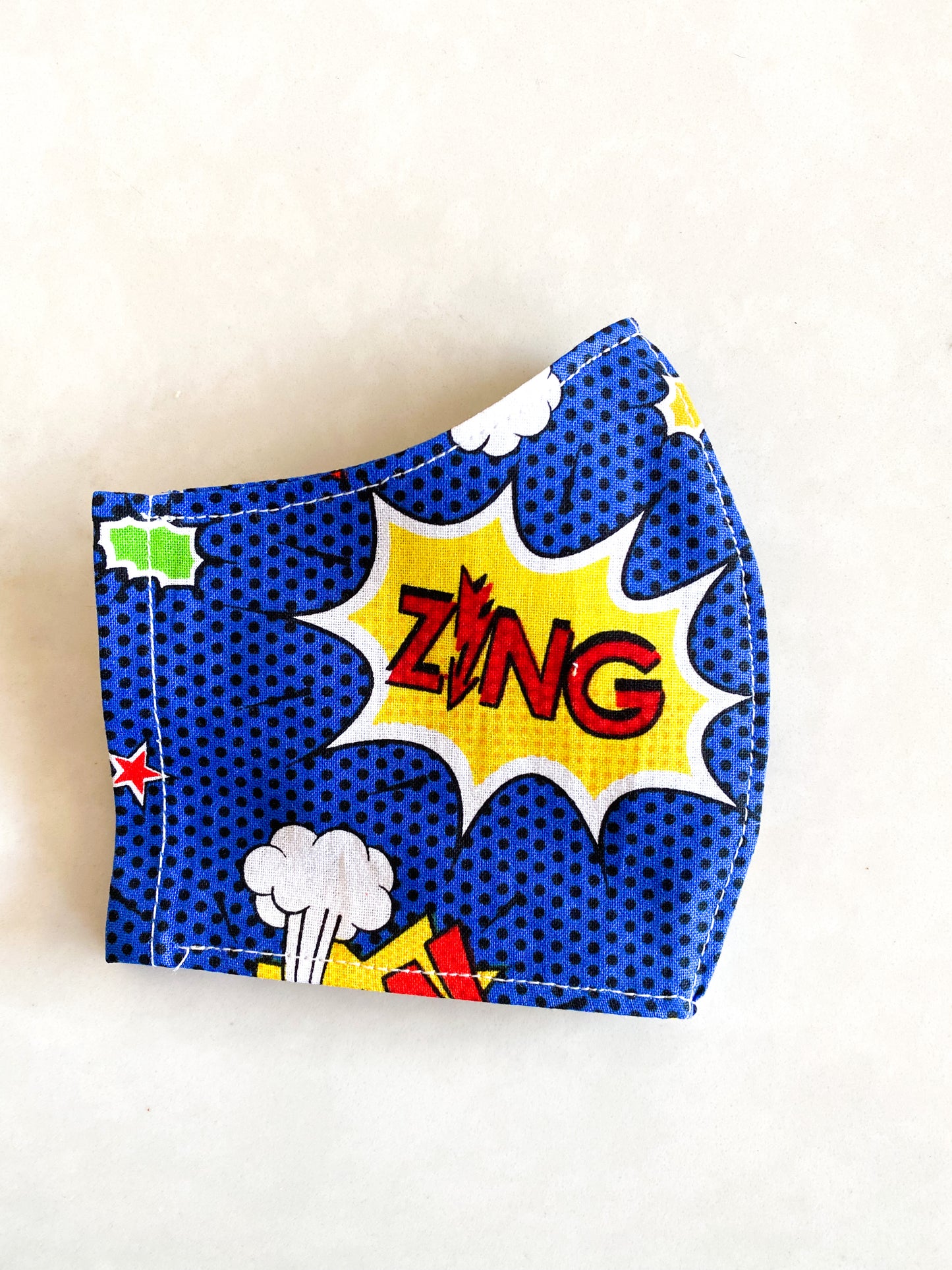 Comic Book Pow, Bam, Zing Handmade Fabric Face Mask 100% Cotton Reusable with Filter Pocket For Adults & Children