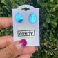Easter Egg Star Pattern Blue Mirror Finish Acrylic Stud Earrings