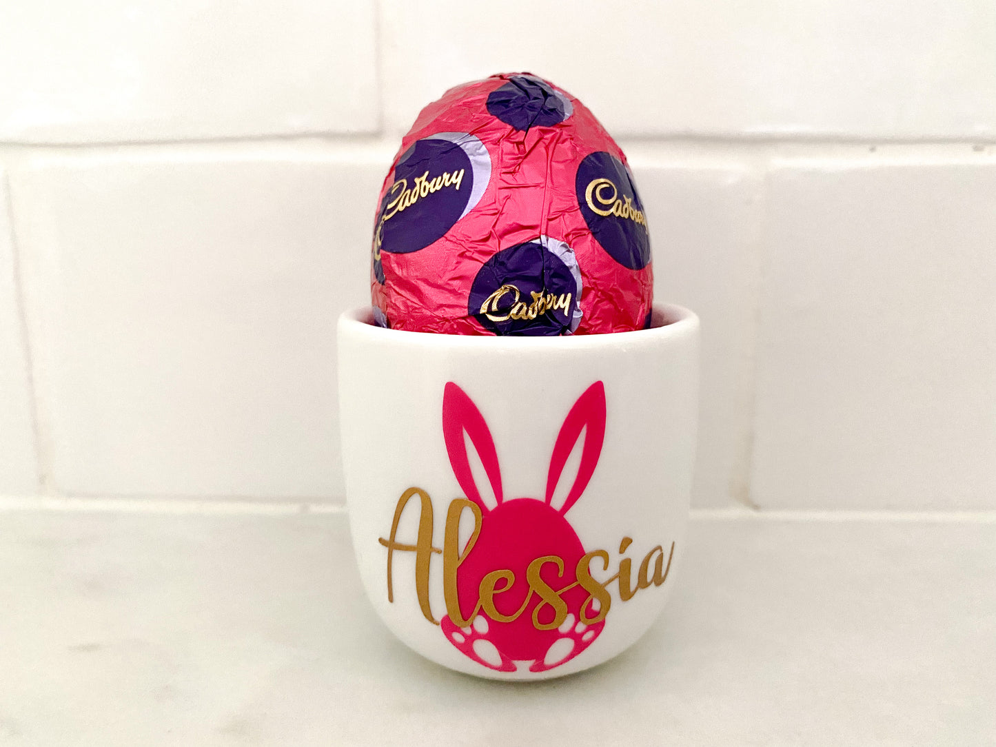Personalised Easter Bunny Name Egg Cup