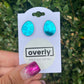 Easter Egg Star Pattern Green Mirror Finish Acrylic Stud Earrings