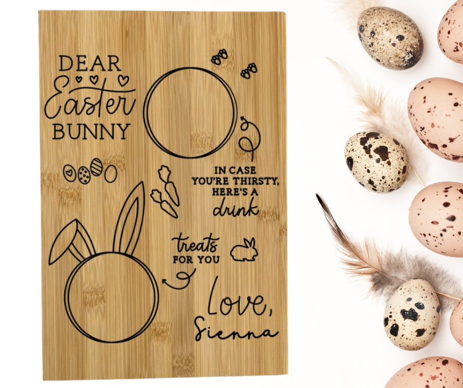 Personalised Easter Bunny Board Carrot / Treat and Drink