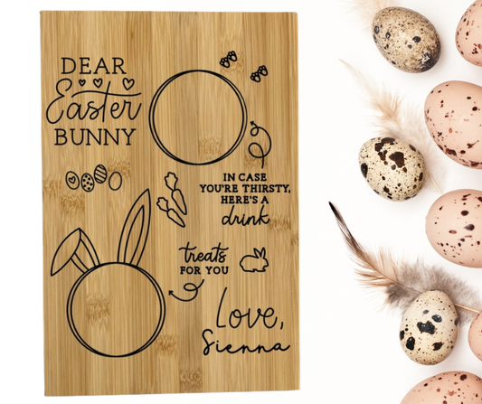 Personalised Easter Bunny Board Carrot / Treat and Drink