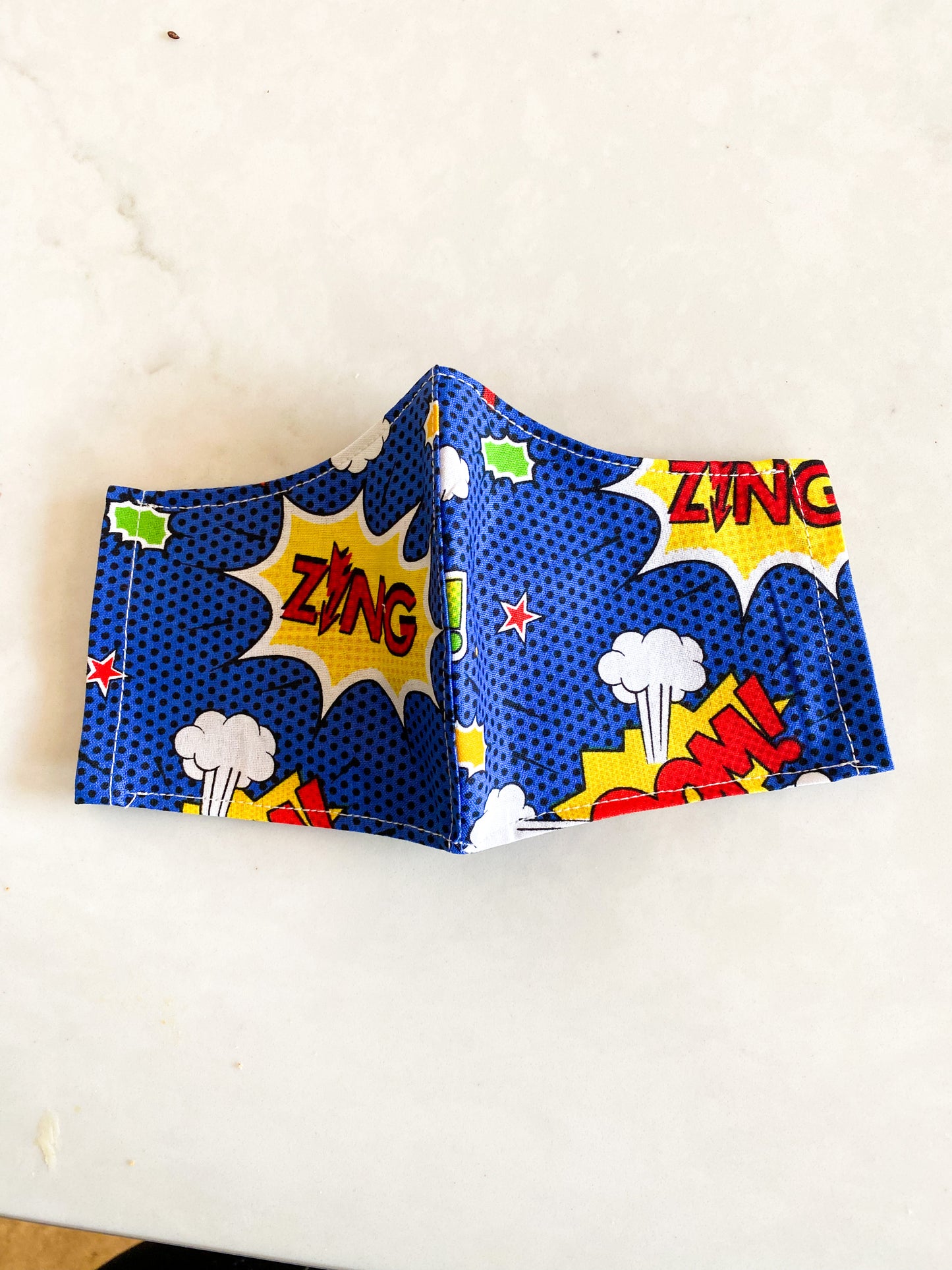 Comic Book Pow, Bam, Zing Handmade Fabric Face Mask 100% Cotton Reusable with Filter Pocket For Adults & Children