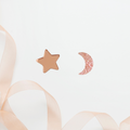 Moon and Stars Rose Gold Acrylic Stud Earrings