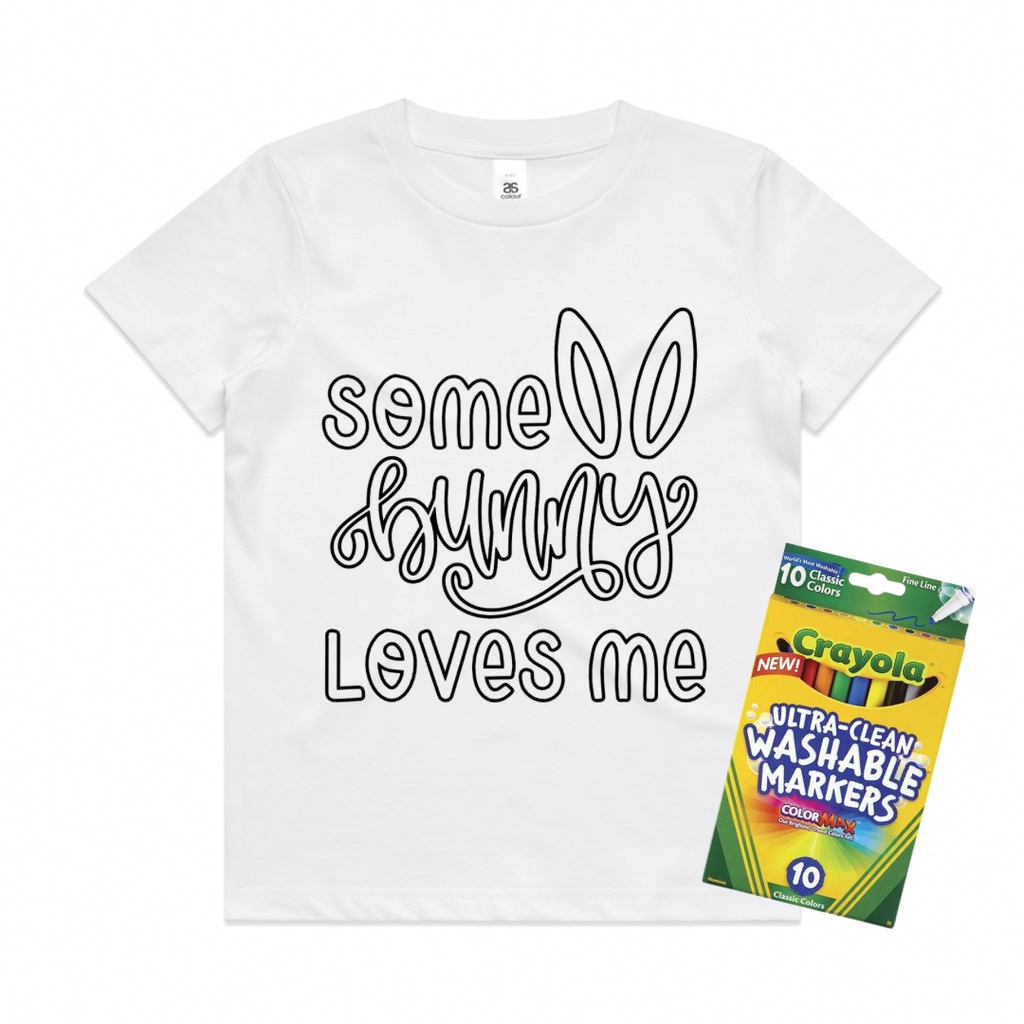 Colour Me In Easter T-Shirt | Some Bunny Loves Me | Kid's/ Baby T-Shirt/ Romper