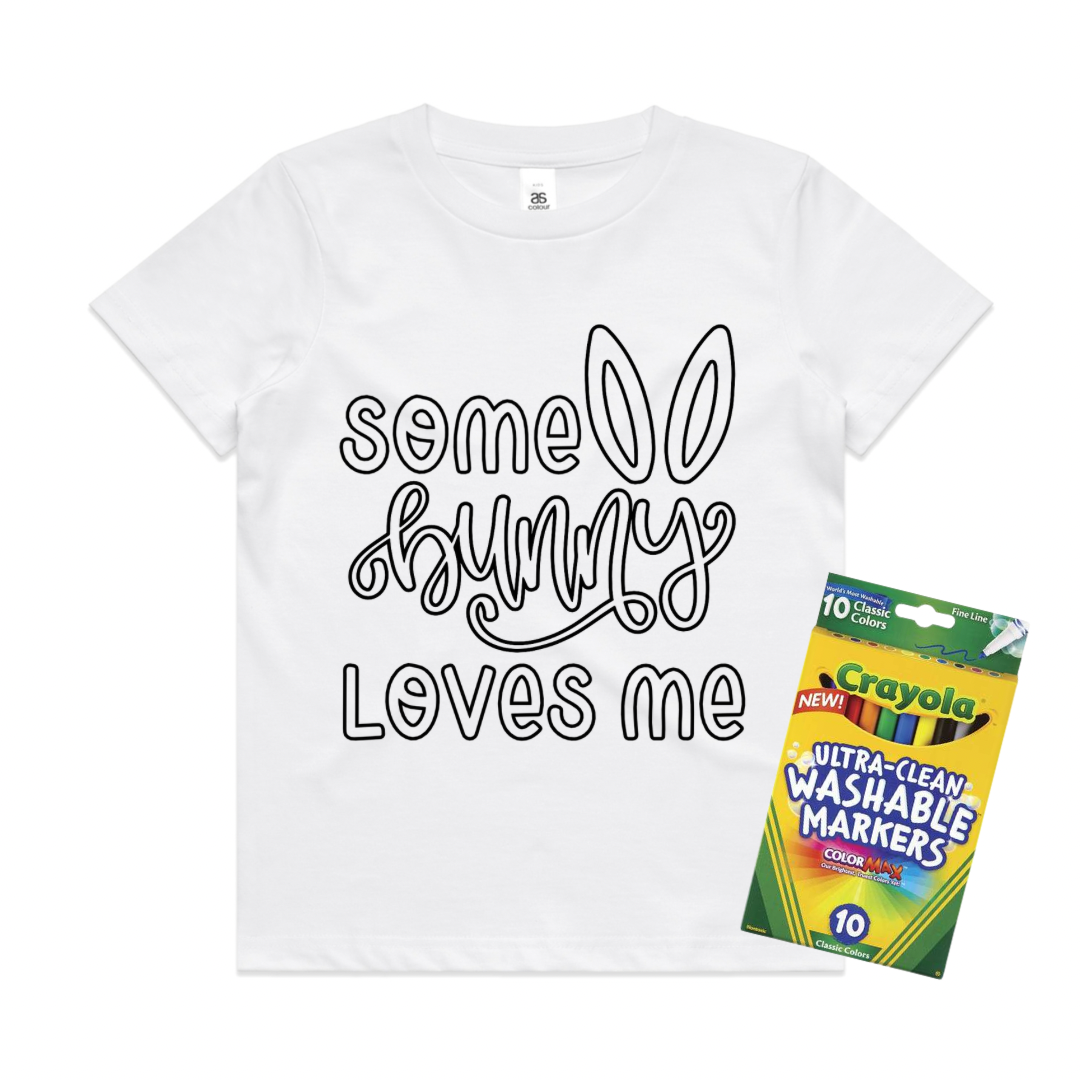 Colour Me In Easter T-Shirt | Some Bunny Loves Me | Kid's/ Baby T-Shirt/ Romper